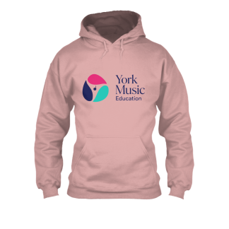 York Music Education Women's Large Logo Hoodie — Dusty Pink